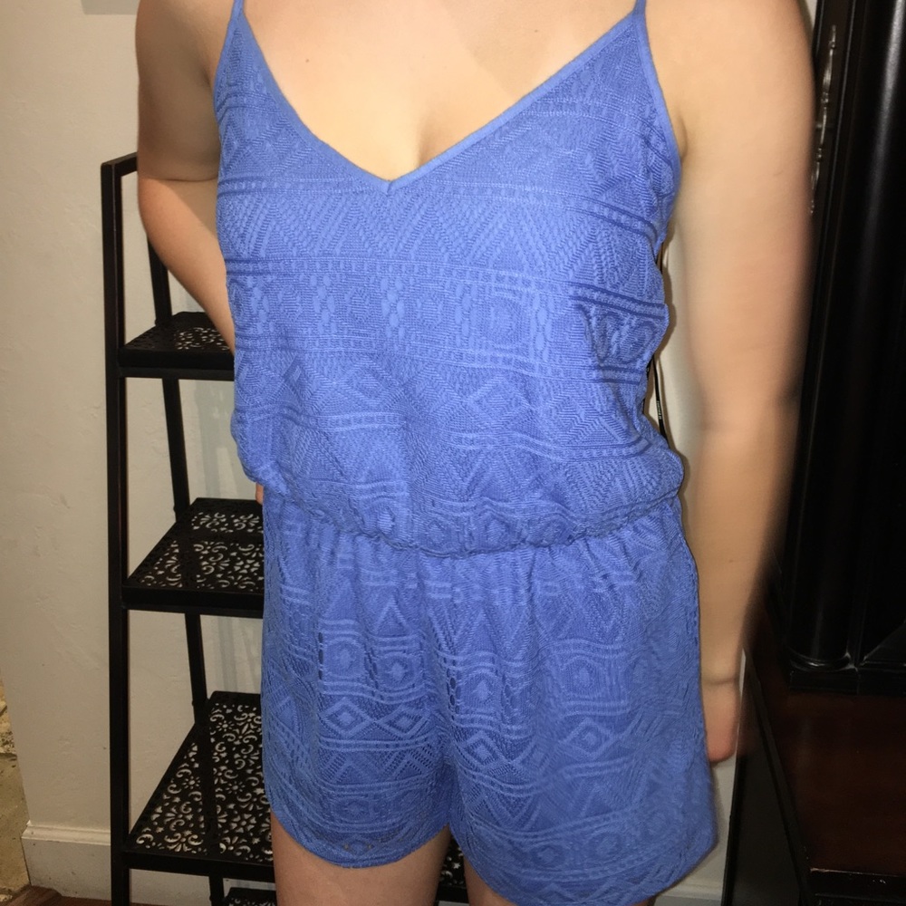 Lace Romper in Periwinkle